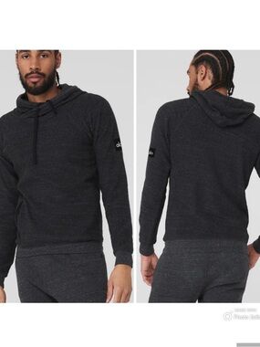 ALO Yoga Men's Soft Fleece The Triumph Hoodie Sweatshirt Heathered Gray Size L